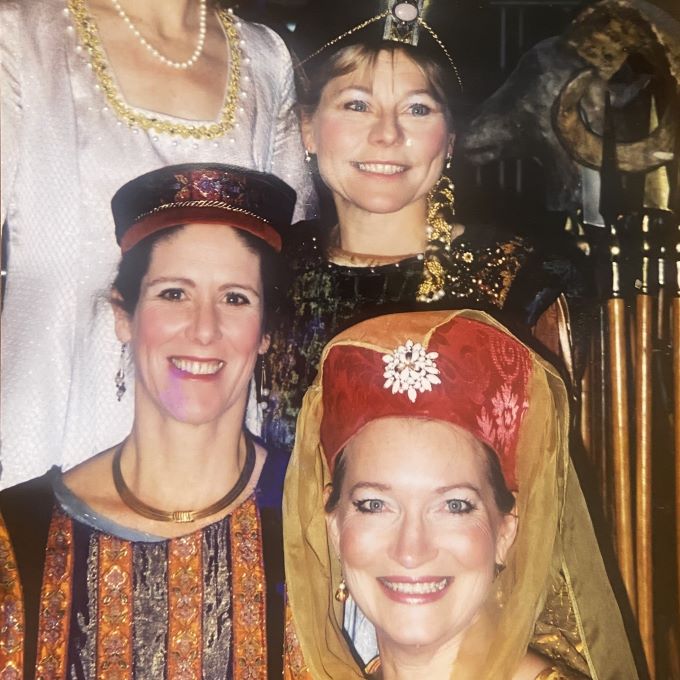 Kate Schuyler with Linda Golaszewski and Anitra Comeron in costume.